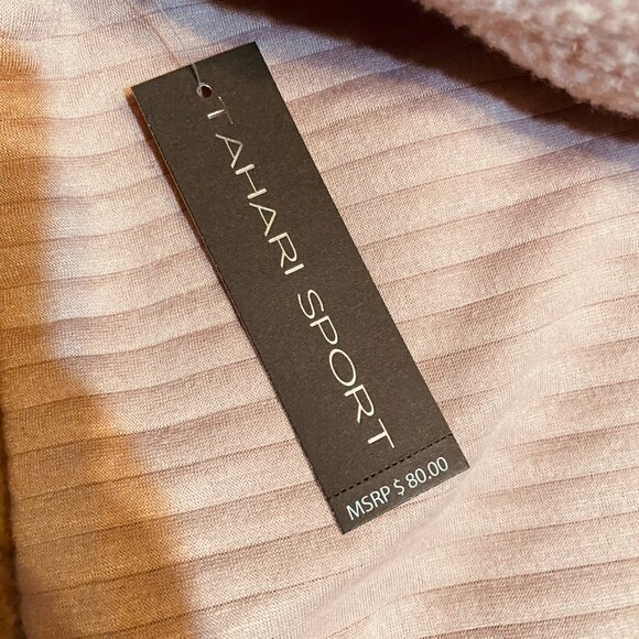 NWT TAHARI SPORT Lilac Long Sleeve w Thumbholes Fuzzy Back Zip Shirt Top 2X - Picture 5 of 5